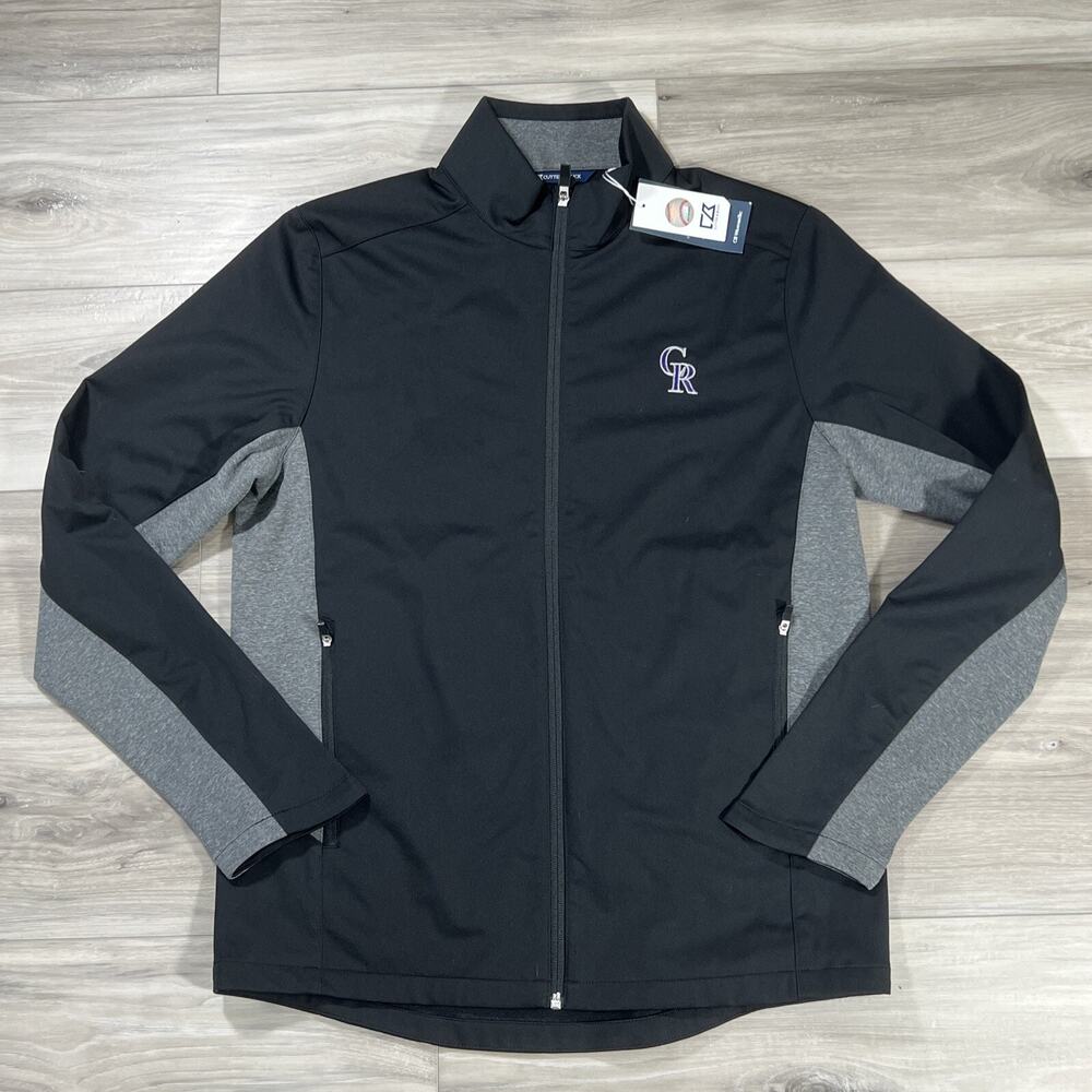 Colorado Rockies Jacket Men's Black Medium WeatherTec Navigate Cutter & Buck Zip